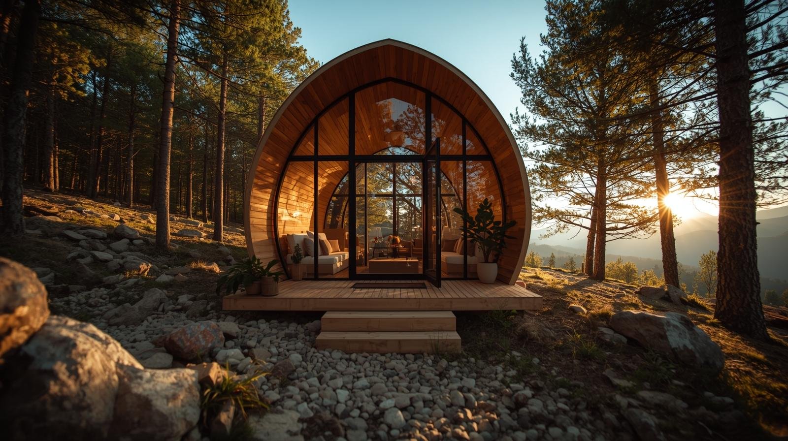 Pod d’exception dans la nature · architecture bois et verre